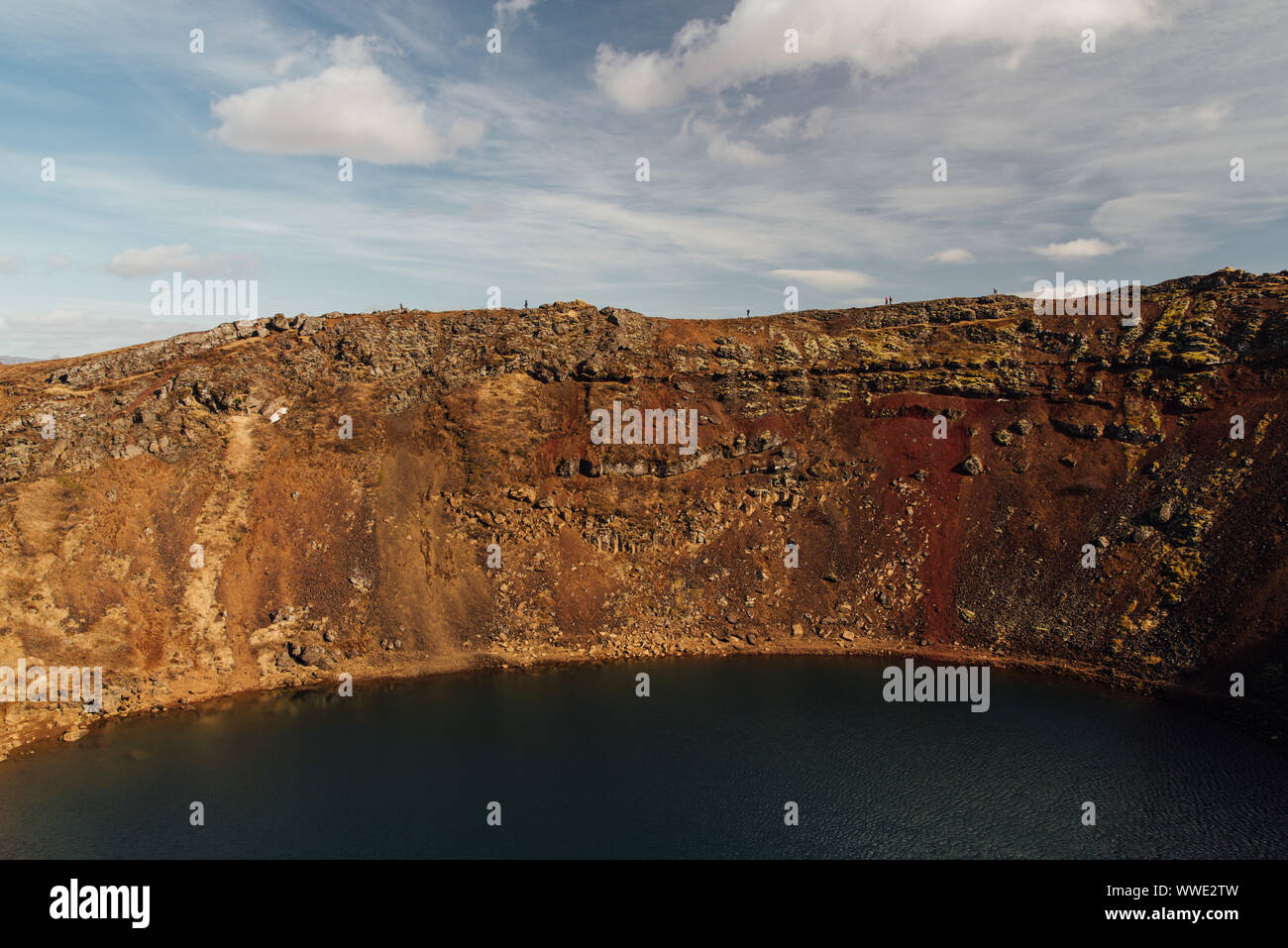 Crater with a lake in Iceland Stock Photo