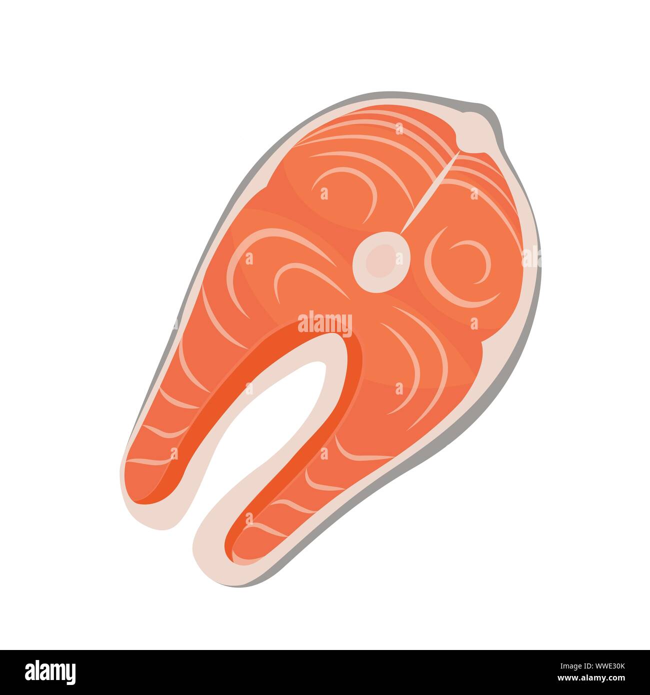Meat vector - red fish salmon steak. Fresh meat icon. Stock Vector