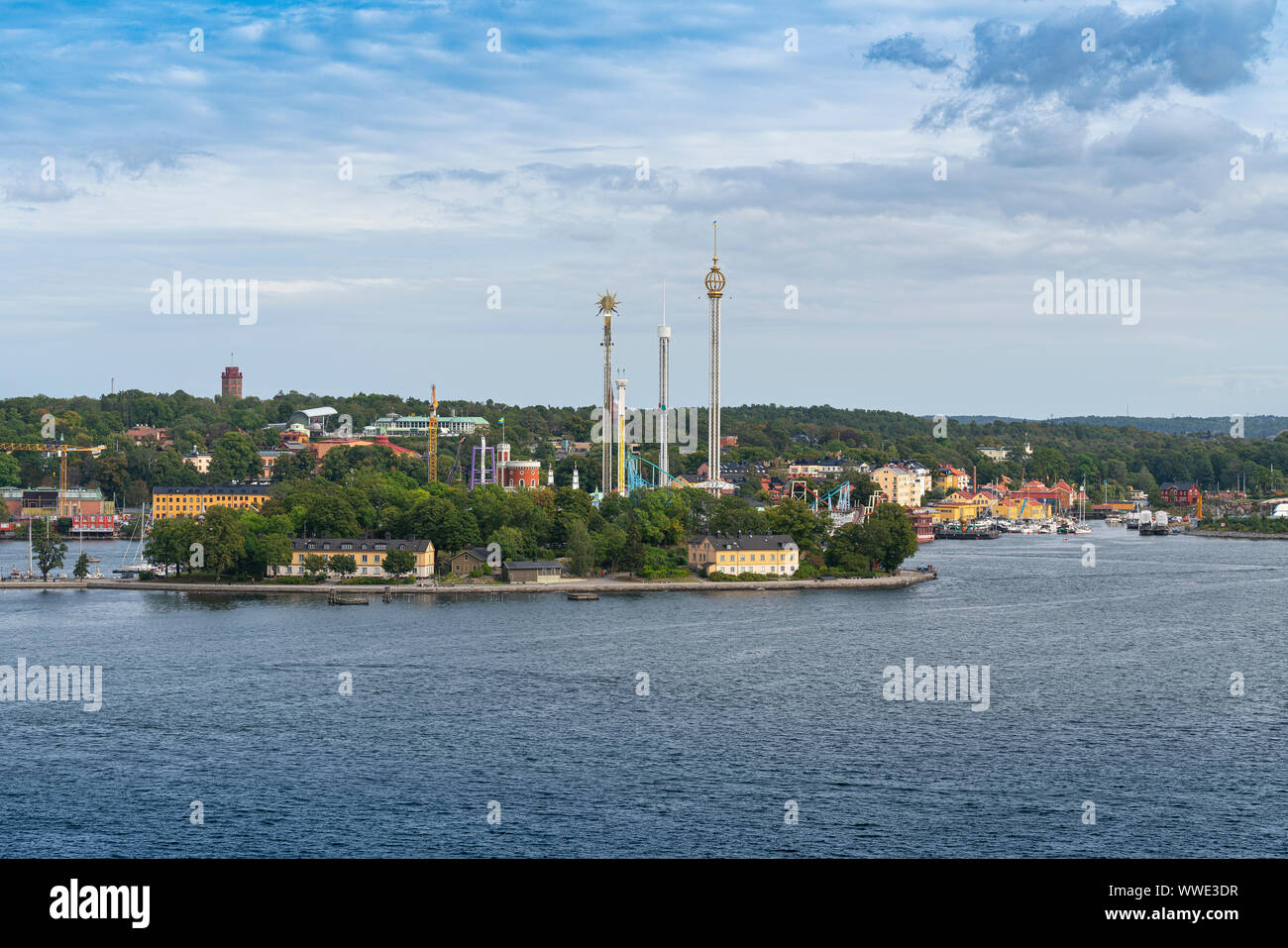 Stockholm, Sweden. September 2019. The aerial view of the luna park Stock Photo