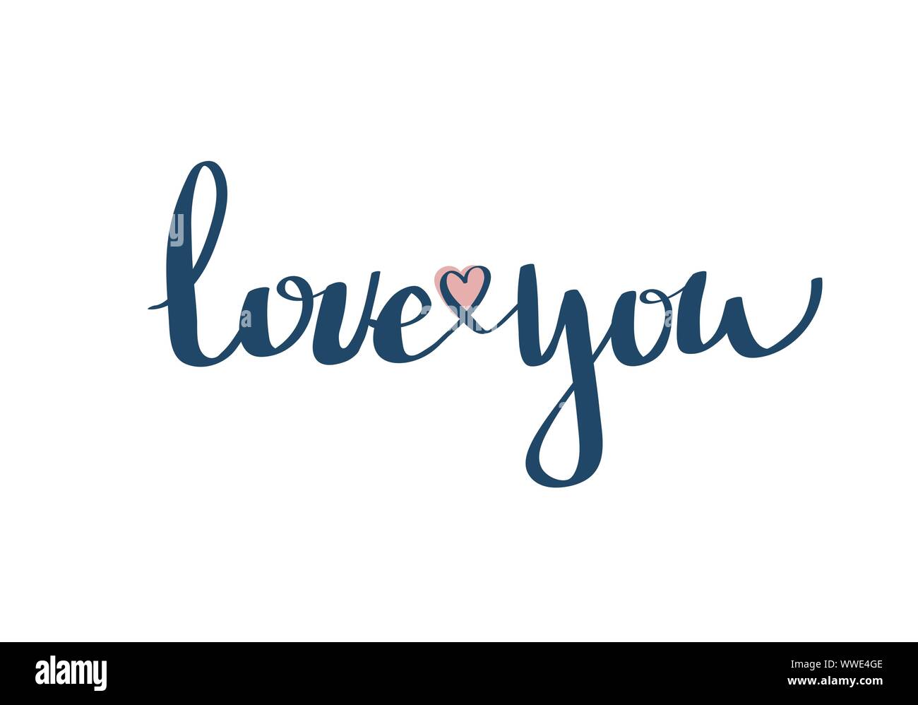 Love You Retro Cartoon Banner With Lettering Doodle Love Funny