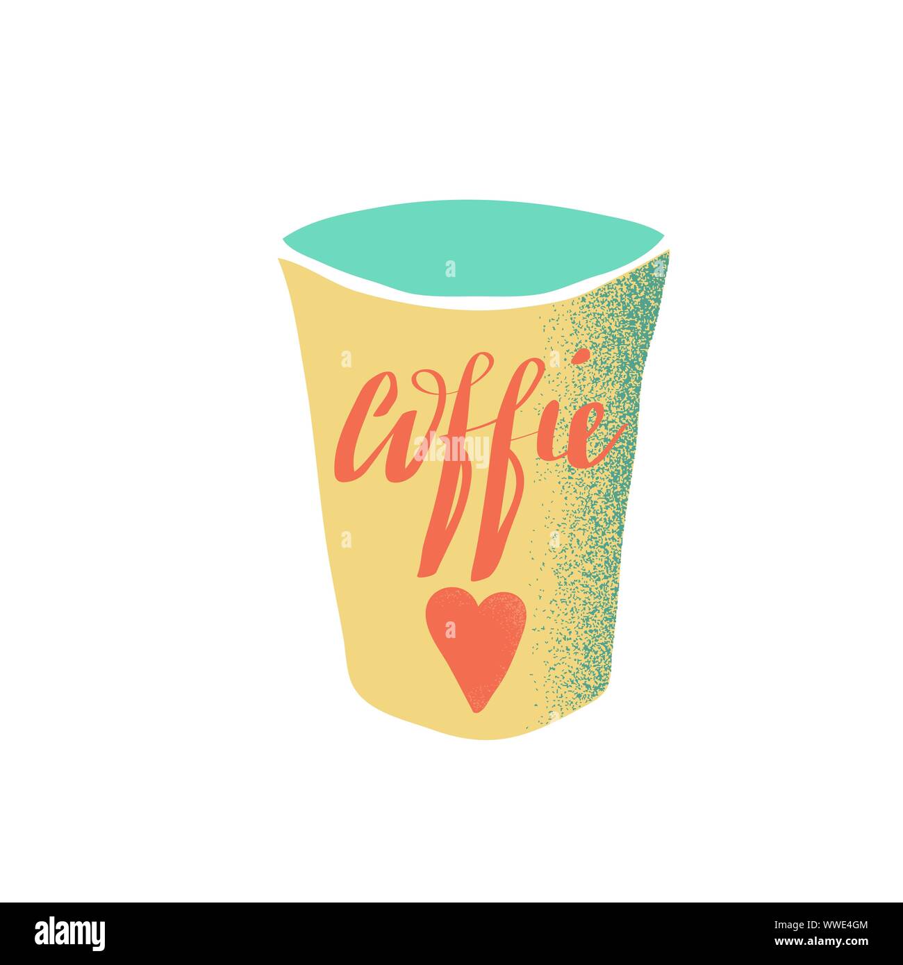 Coffee Mug Retro Cartoon Banner With Lettering Doodle Love Funny