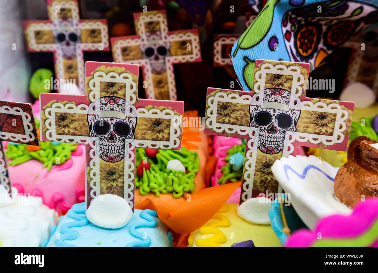 Traditional Day Of The Dead Decorations In Mexico Stock Photo