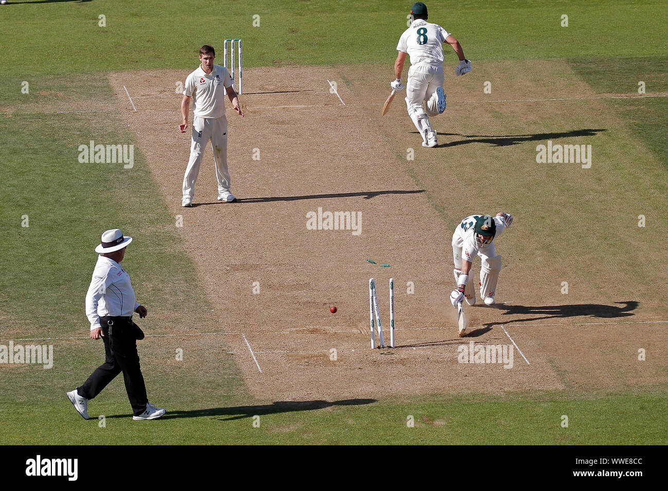 LONDON, ENGLAND. 15 SEPTEMBER 2019: Matthew Wade of Australia makes his ground as he runs a single during day four of the 5th Specsavers Ashes Test Match, at The Kia Oval Cricket Ground, London, England. Stock Photo