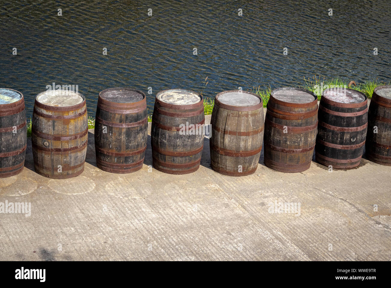 Beer /Rum Barrels ,Cannon and Ship's Rigging and Old Ship in