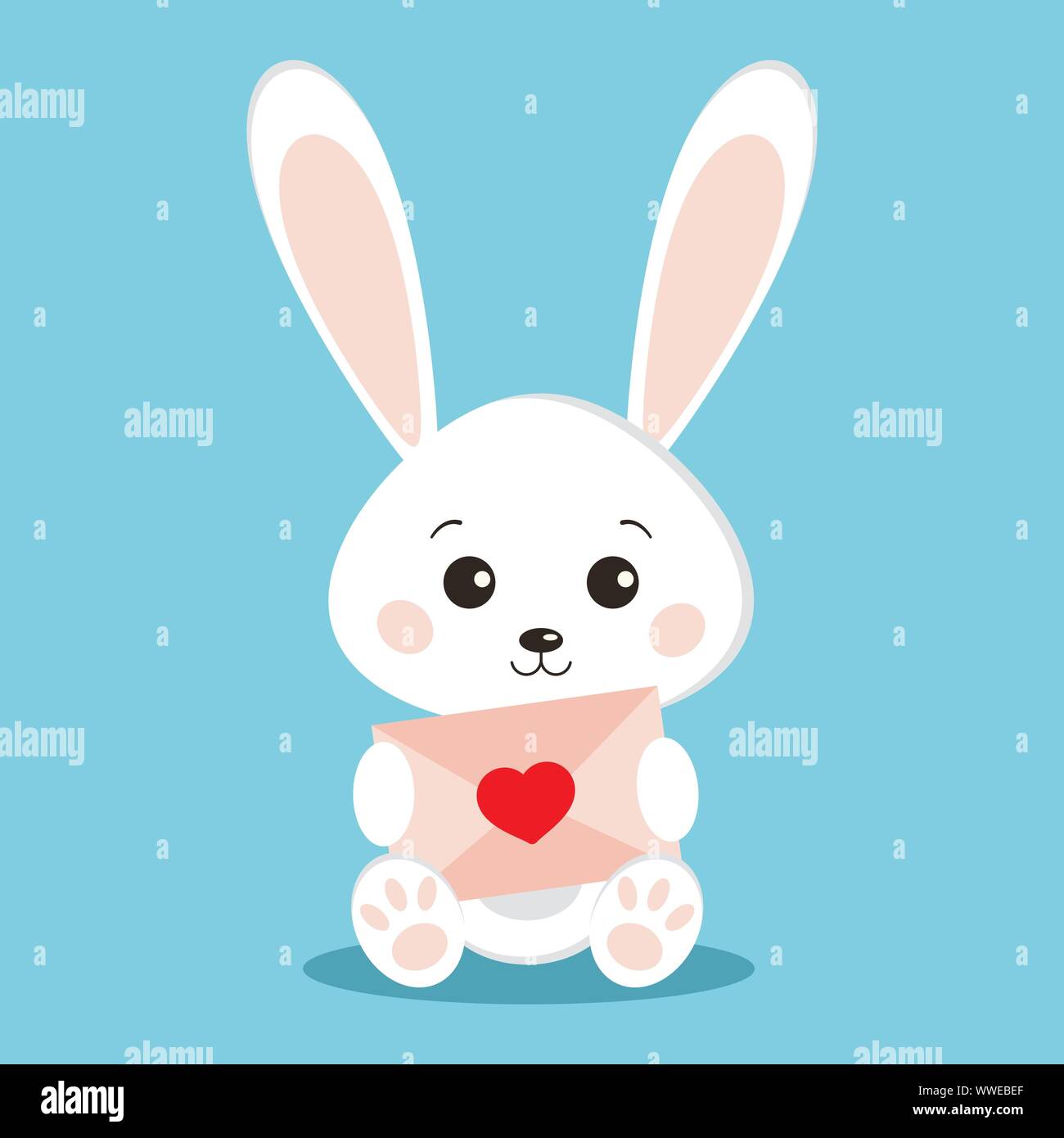 Rabbit cartoon in love icon hi-res stock photography and images - Alamy