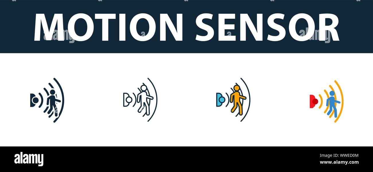 Motion Sensor icon set. Four simple symbols in diferent styles from