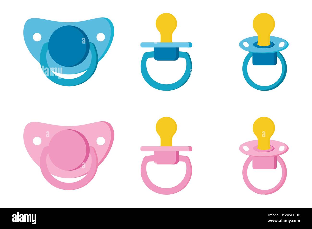 Set icons of pacifier baby dummy care nipple for newborn child Stock