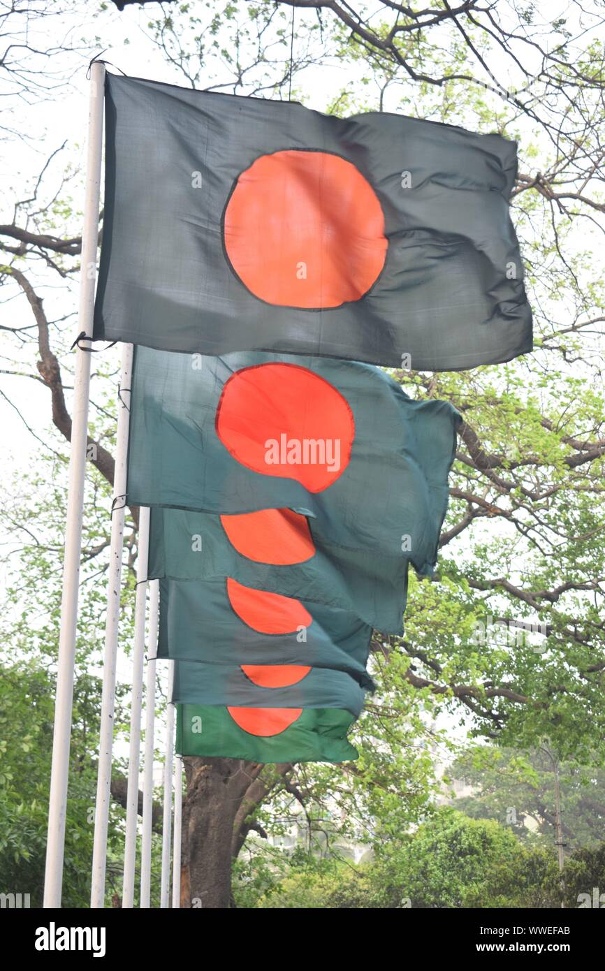 Beautiful waving flag of Bangladesh Stock Photo