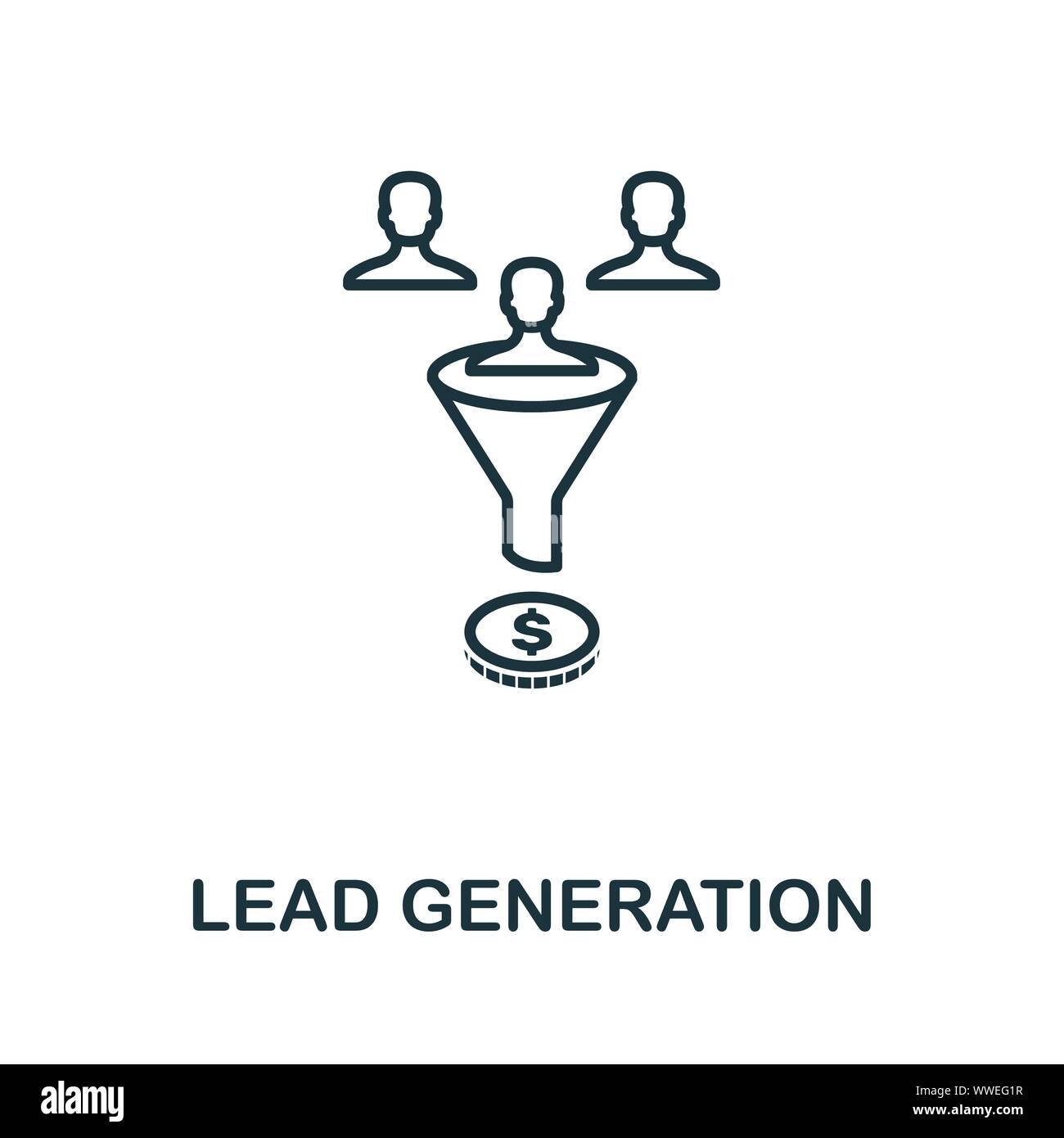 Lead Generation outline icon. Thin line concept element from crm icons collection. Creative Lead Generation icon for mobile apps and web usage Stock Vector