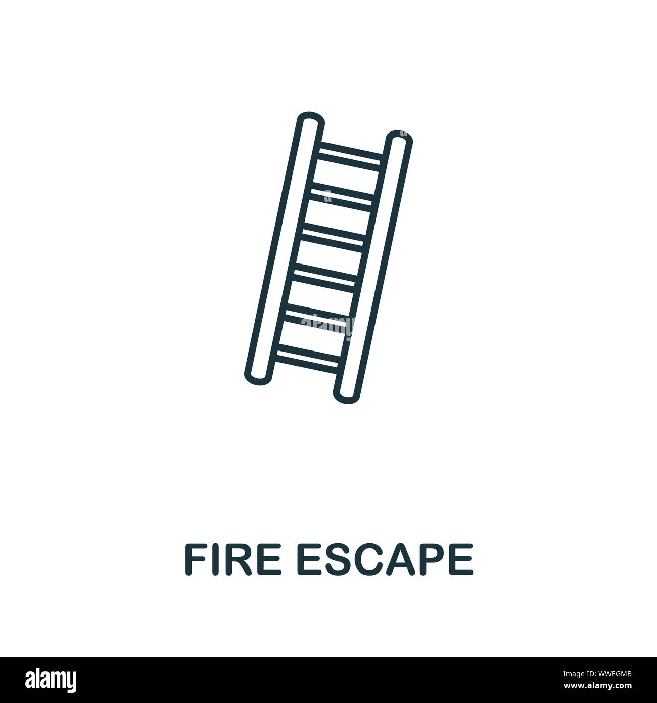 Fire Escape outline icon. Thin line concept element from fire safety ...