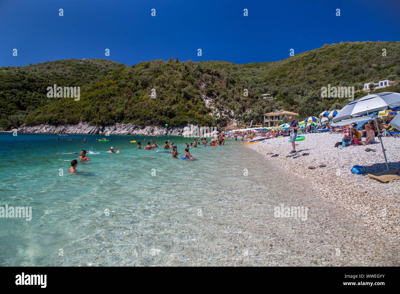 Mikros Gialos beach near Poros in Lefkada / Lefkas Island, Greece Stock Photo