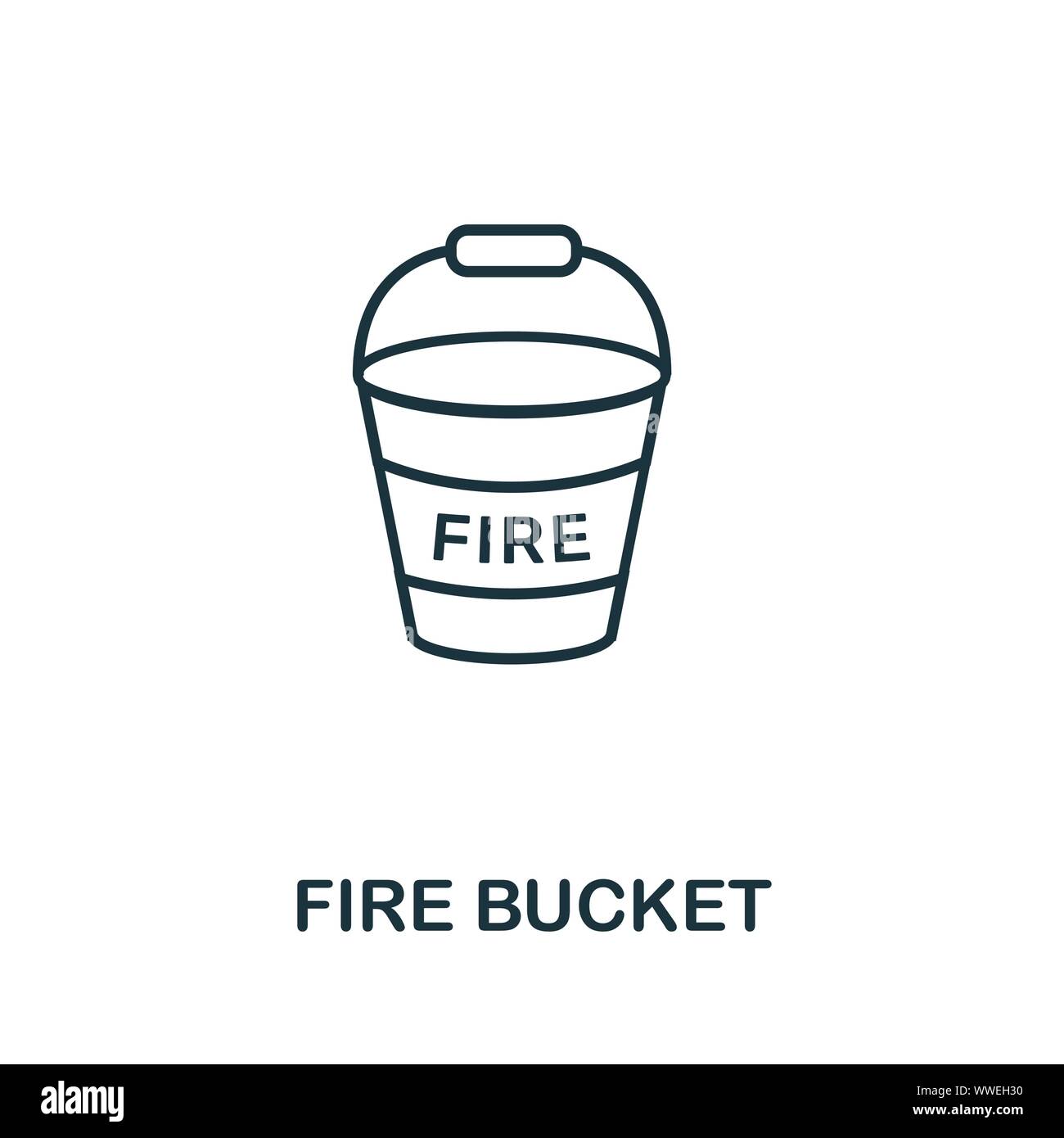 Fire Bucket outline icon. Thin line concept element from fire safety