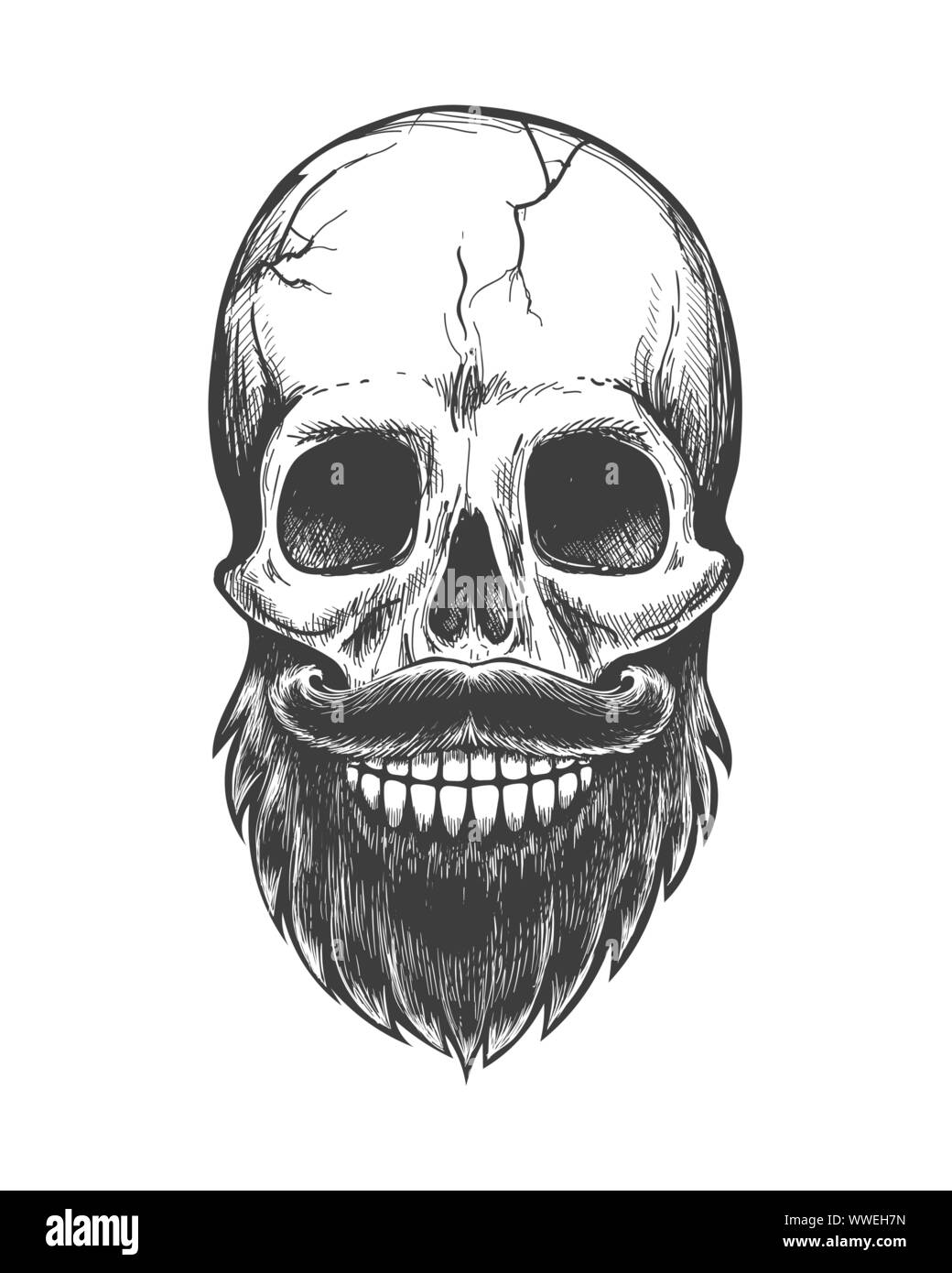 Skull with beard Stock Vector