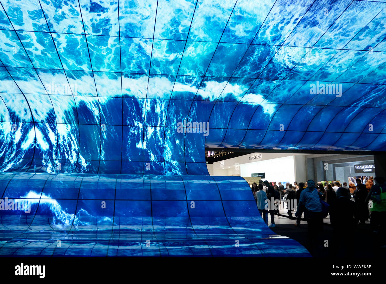 IFA 2019, IFA consumer electronics show in Berlin , LG OLED displays, waterfall Stock Photo