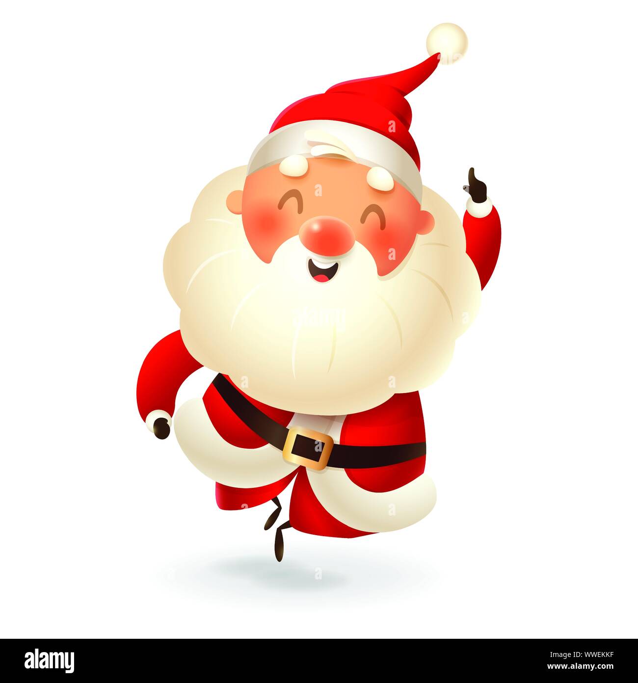 Santa Claus - happy expression - point finger up - vector illustration isolated on transparent background Stock Vector
