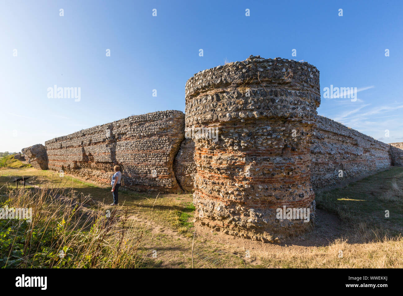 Burgh Castle, a roman fort near Great Yarmouth, Norfolk, Uk. Stock Photo