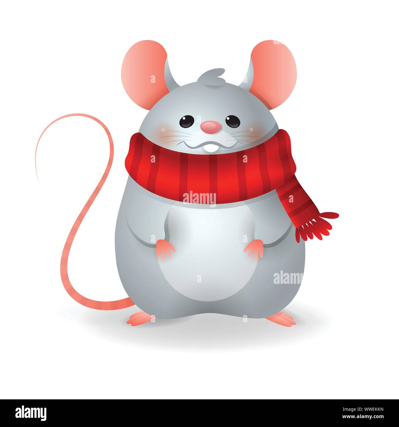 Cute Rat - Chinese Zodiac Sign Year of Rat - vector illustration isolated on transparent background Stock Vector