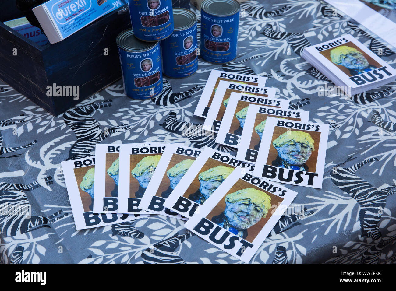 Bournemouth, UK. 15 September, 2019. Lobbying materials targeting Prime Minister Boris Johnson outside the Liberal Democrat Autumn Conference on the day that party members voted by an overwhelming majority to cancel Brexit if elected to power at the next general election. Credit: Mark Kerrison/Alamy Live News Stock Photo