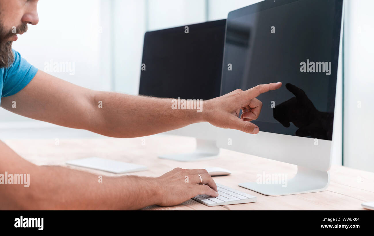 close up. web designer works on a computer Stock Photo
