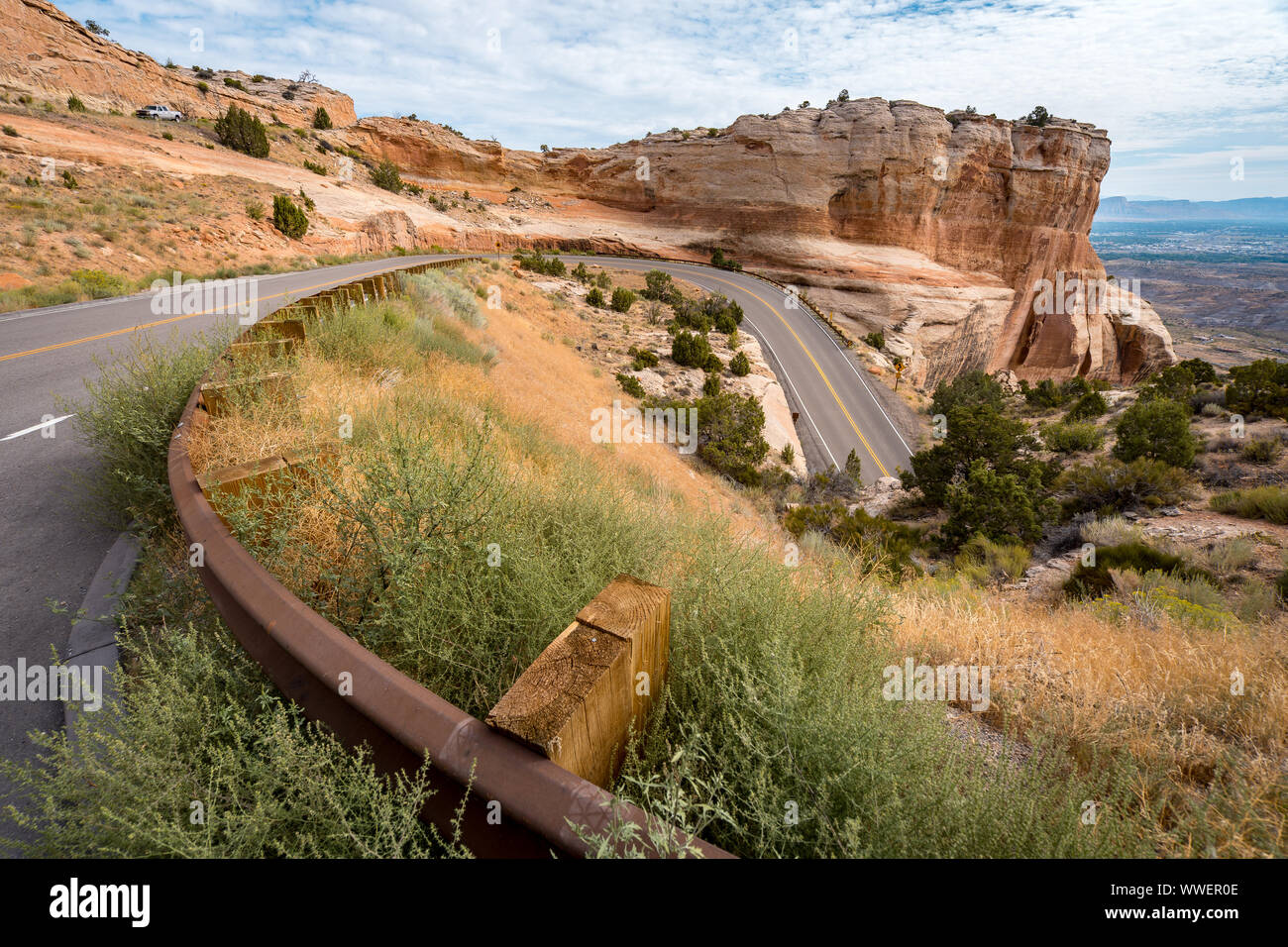 Twisty roads in Colorado National Monument park in Colorado, USA Stock