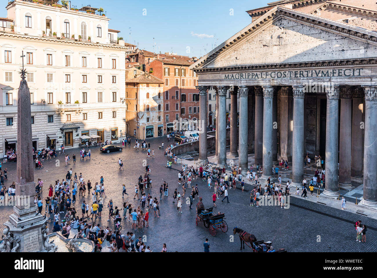 Rome, Italy - July 16, 2019: The Pantheon is a famous monument of ancient Roman culture, the temple of all the gods Stock Photo