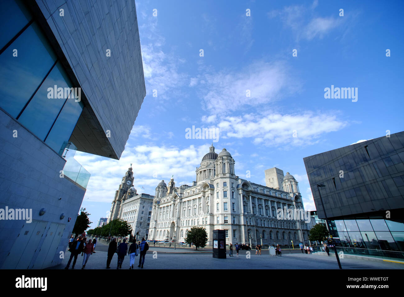 Port of Liverpool Building and Liver Building, Liverpool, Merseyside, UK Stock Photo