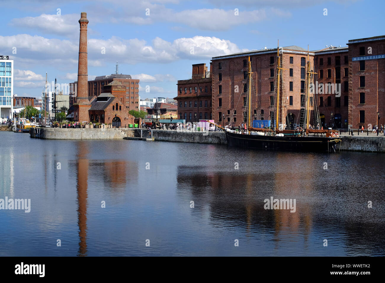 Pump House and Royal Albert Dock,Liverpool, Merseyside, UK Stock Photo
