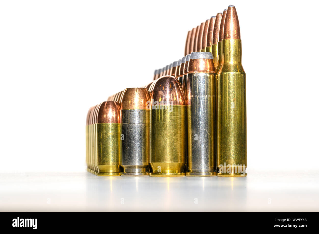 Various bullets in rows with white background Stock Photo