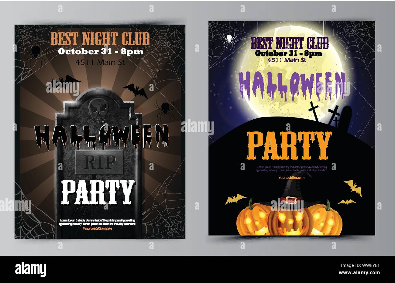 Halloween party flyer with pumpkins Stock Vector Image &amp; Art - Alamy