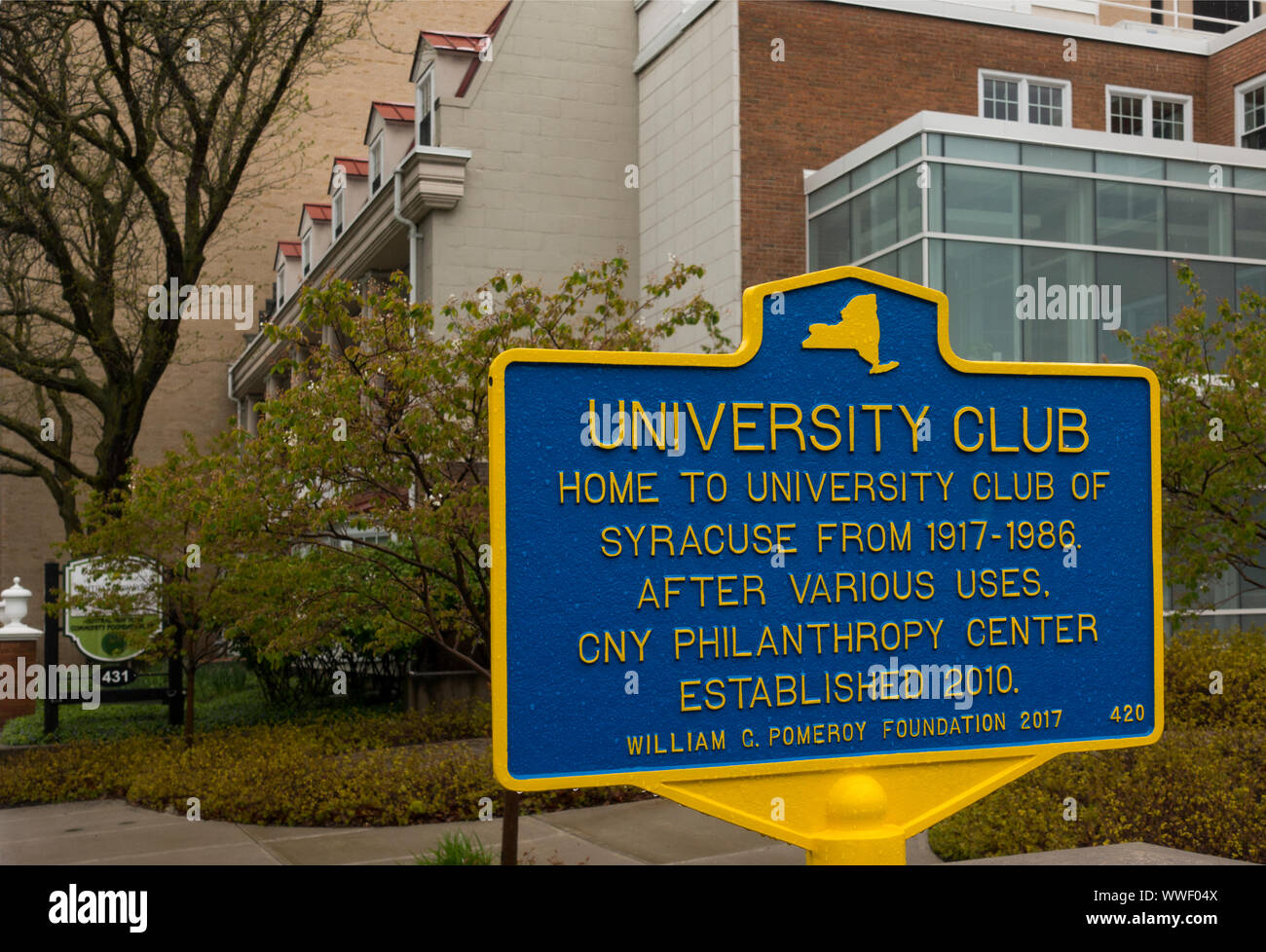 University club sign in Syracuse NY Stock Photo
