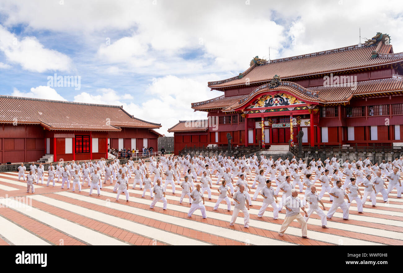 Karate kata performed at Shuri Castle, Okinawa, Japan Stock Photo Alamy