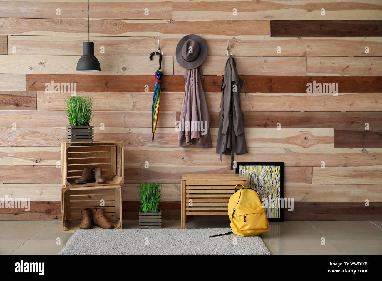 Stylish interior of modern hall Stock Photo - Alamy