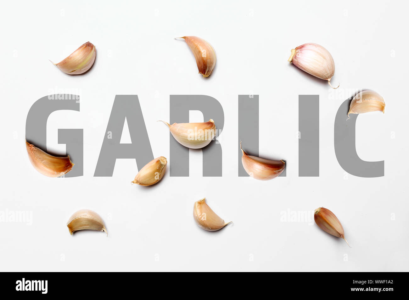 Word GARLIC and cloves on white background Stock Photo Alamy