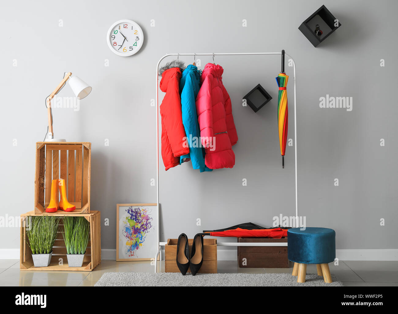 Stylish interior of modern hall Stock Photo - Alamy