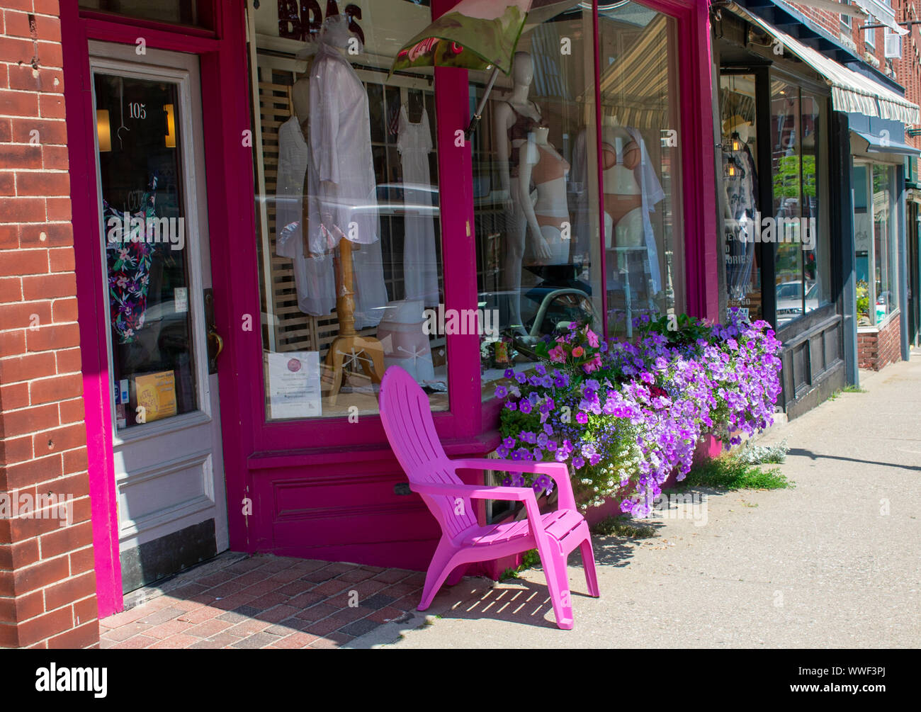 Belfast, Maine decorated store front Stock Photo Alamy