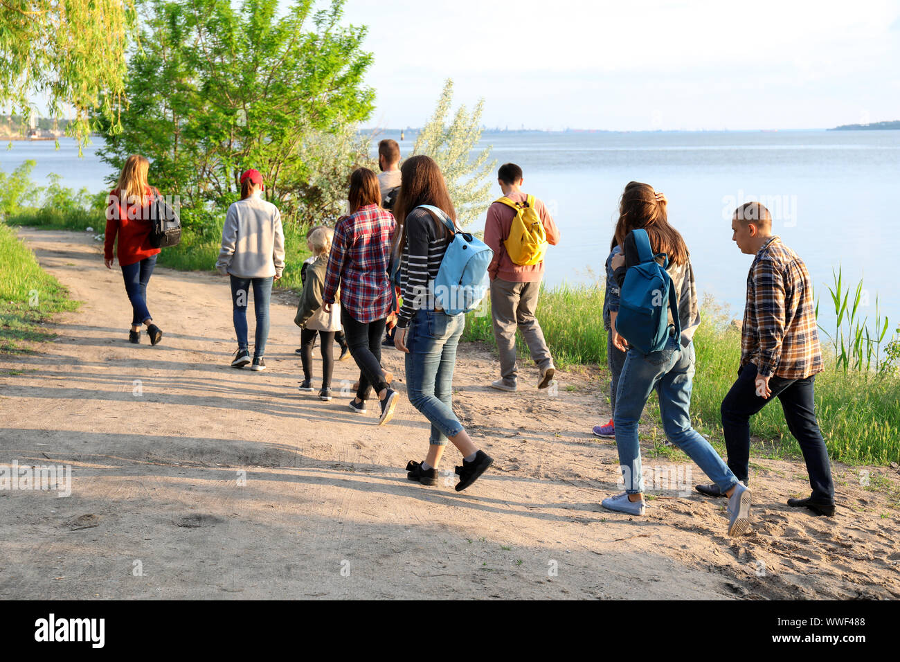 Group Escaping Group of illegal migrants escaping from their country Stock Photo - Alamy