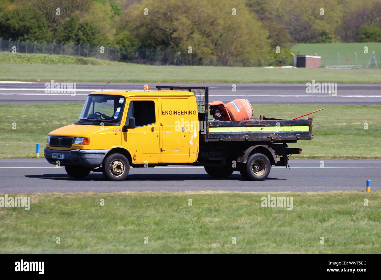 SF51 NWE, an LDV Convoy pickup truck operated by the Prestwick Airport Engineering department. Stock Photo
