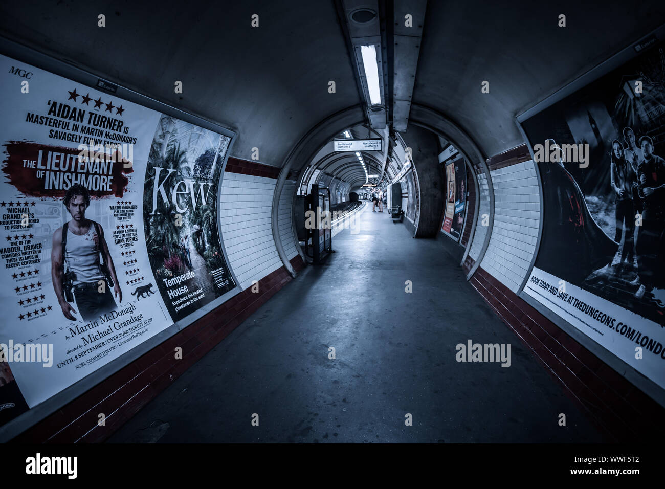 View of tunnel and platform in Chalk Farm underground station, London