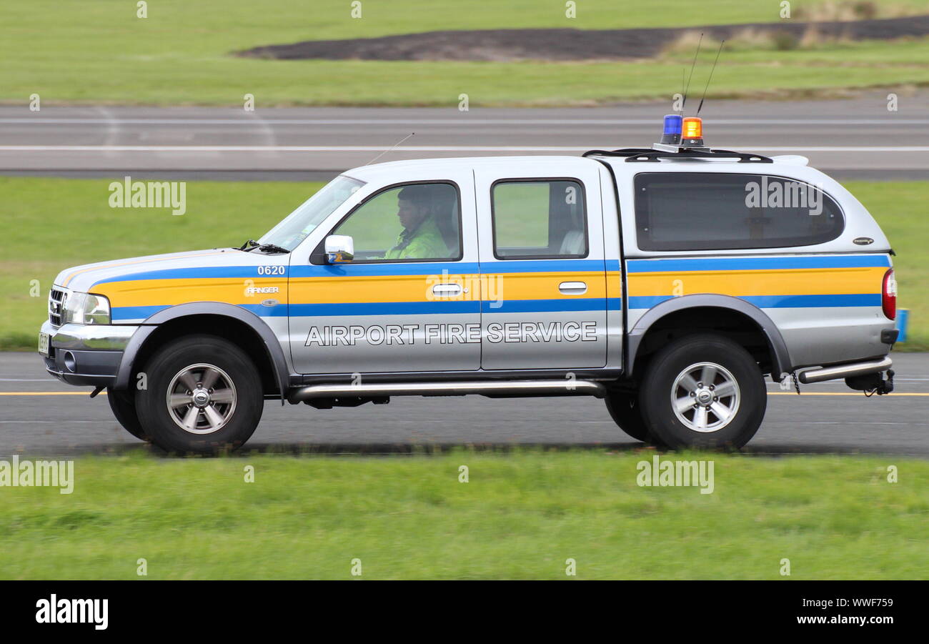 WG55 HYS, a Ford Ranger operated by the Prestwick Airport Fire Service department. Stock Photo