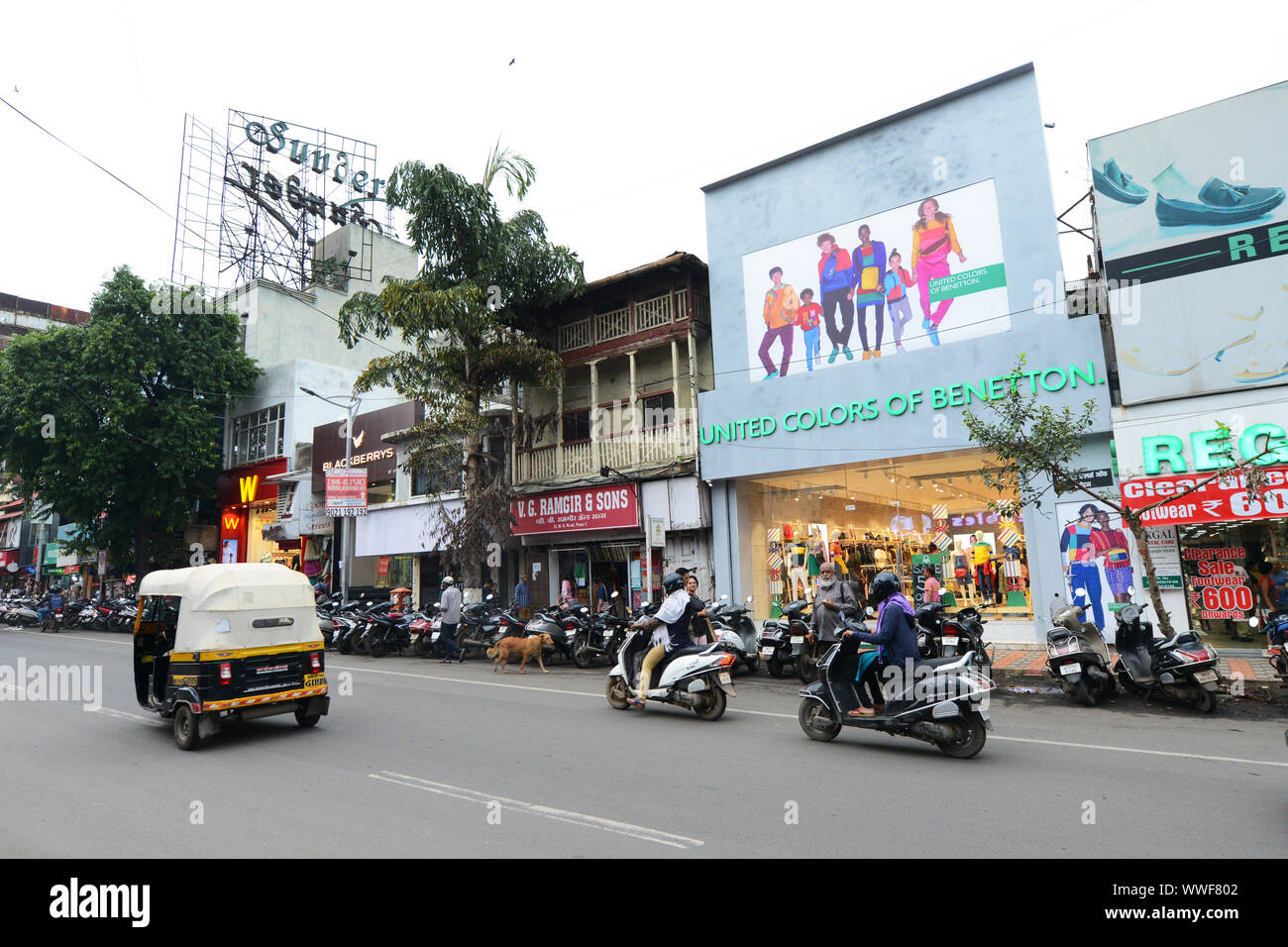 MG road in Pune, India. Stock Photo