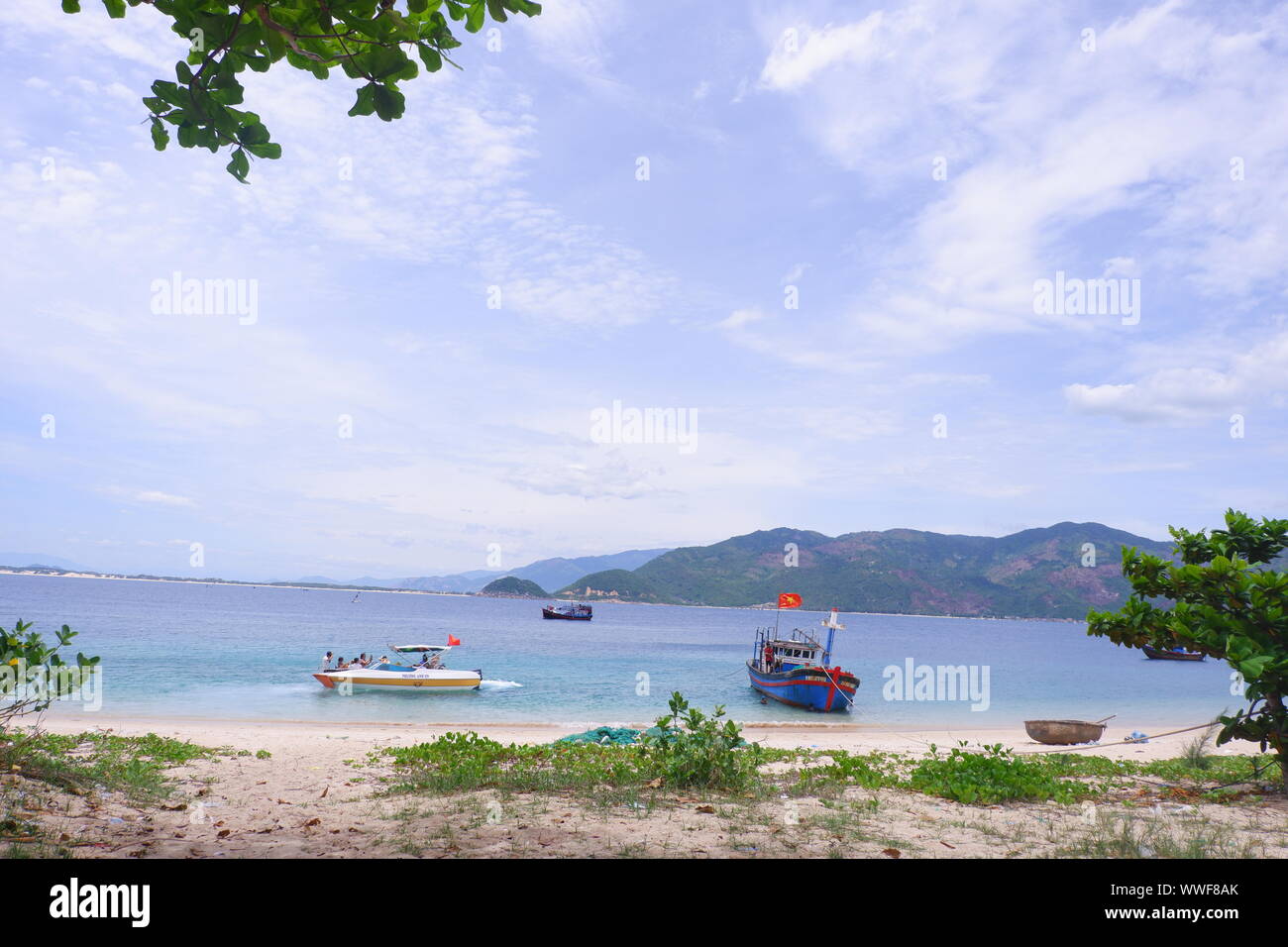 The picture was taken at Quy Nhon Beach in Binh Dinh Province Stock Photo