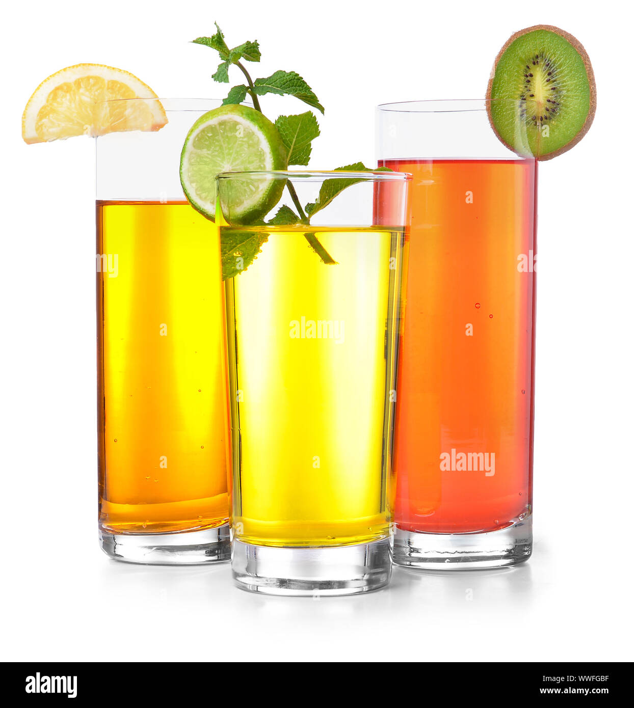 Different cocktails in glasses on white background Stock Photo Alamy
