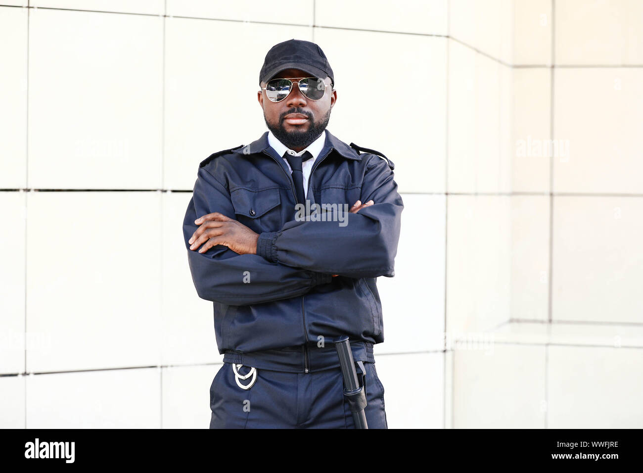 AfricanAmerican security guard outdoors Stock Photo Alamy