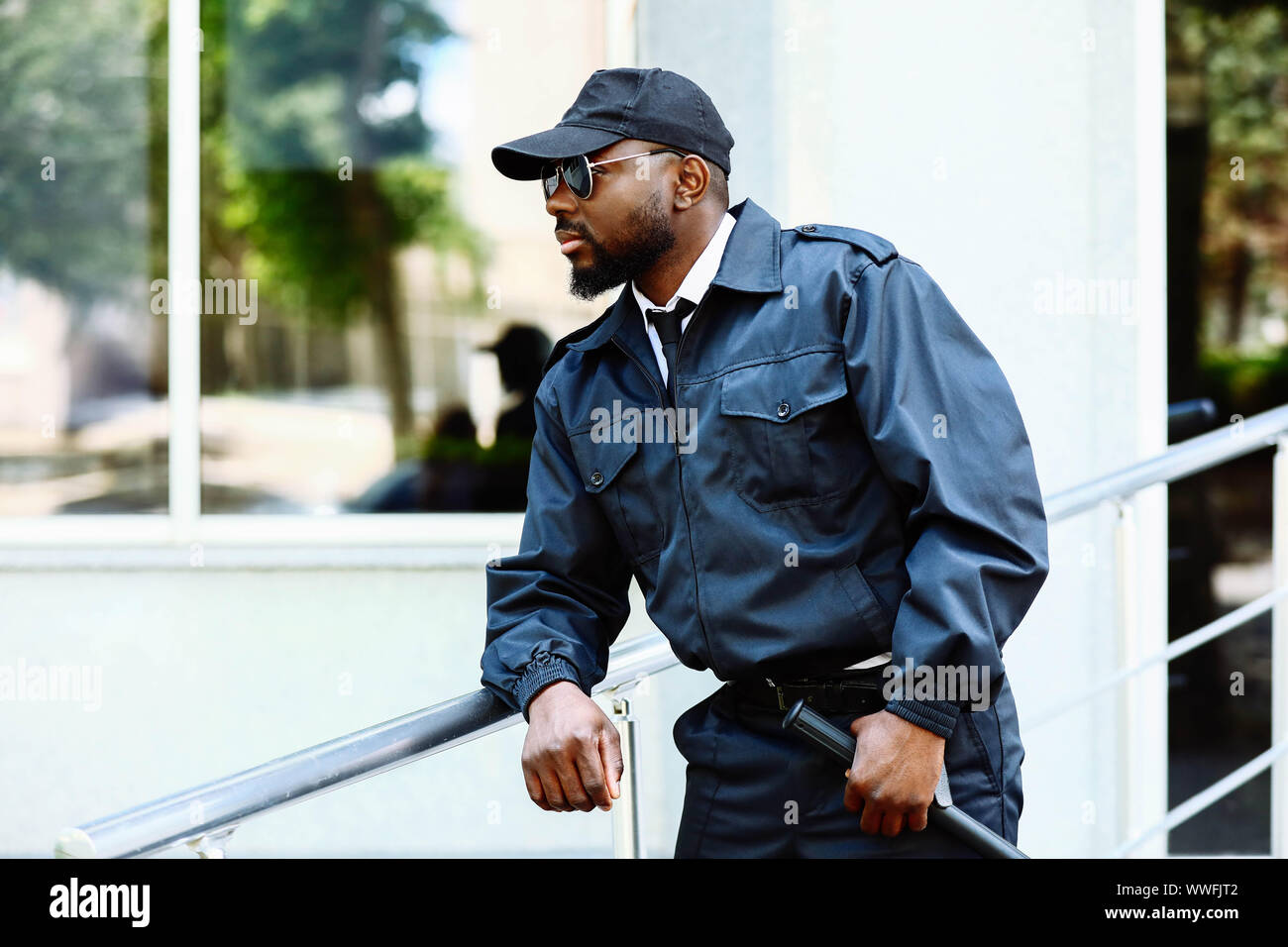 AfricanAmerican security guard outdoors Stock Photo Alamy