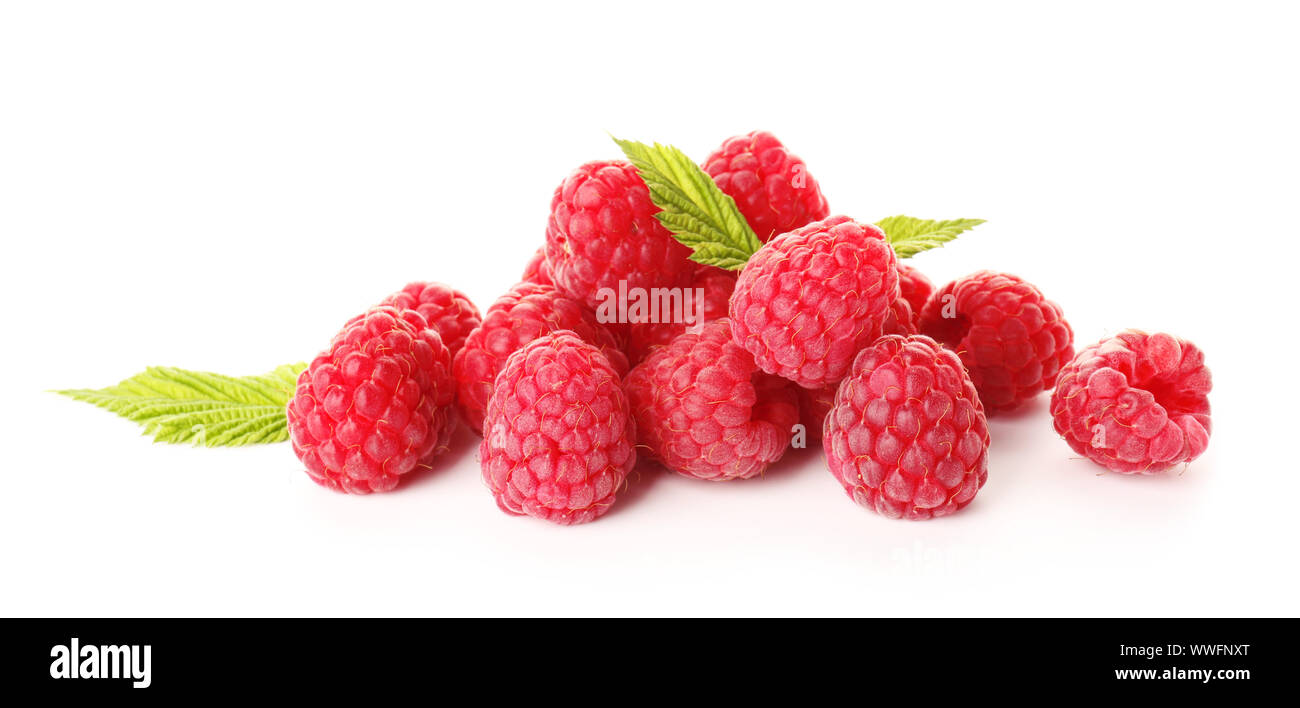 Sweet ripe raspberry on white background Stock Photo - Alamy