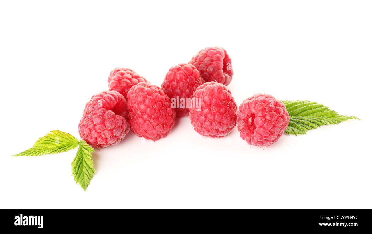 Sweet ripe raspberry on white background Stock Photo - Alamy