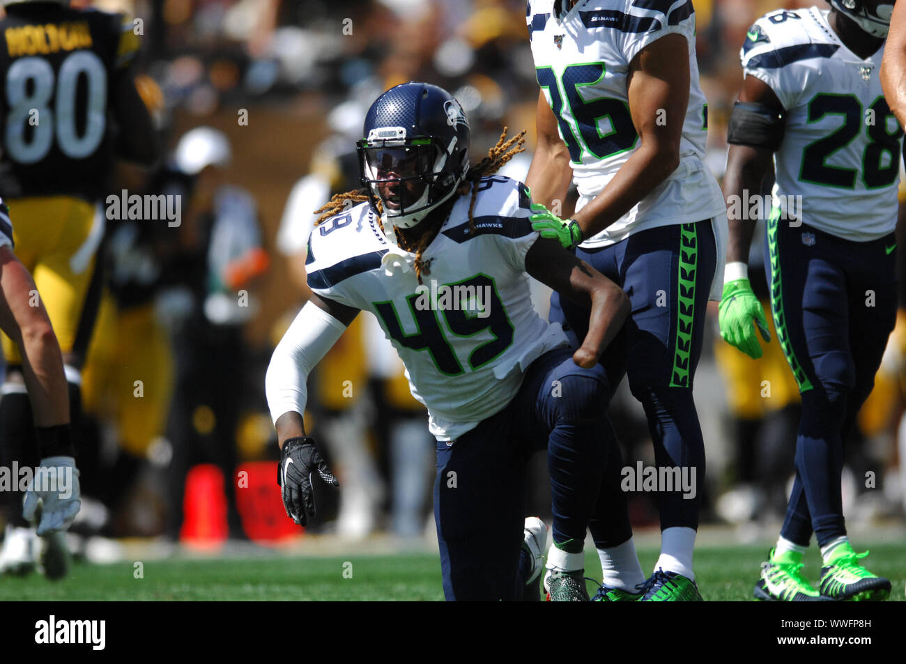 Pittsburgh, PA, USA. 15th Sep, 2019. Russell Wilson #3 during the  Pittsburgh Steelers vs Seattle Seahawks at Heinz Field in Pittsburgh, PA.  Jason Pohuski/CSM/Alamy Live News Stock Photo - Alamy