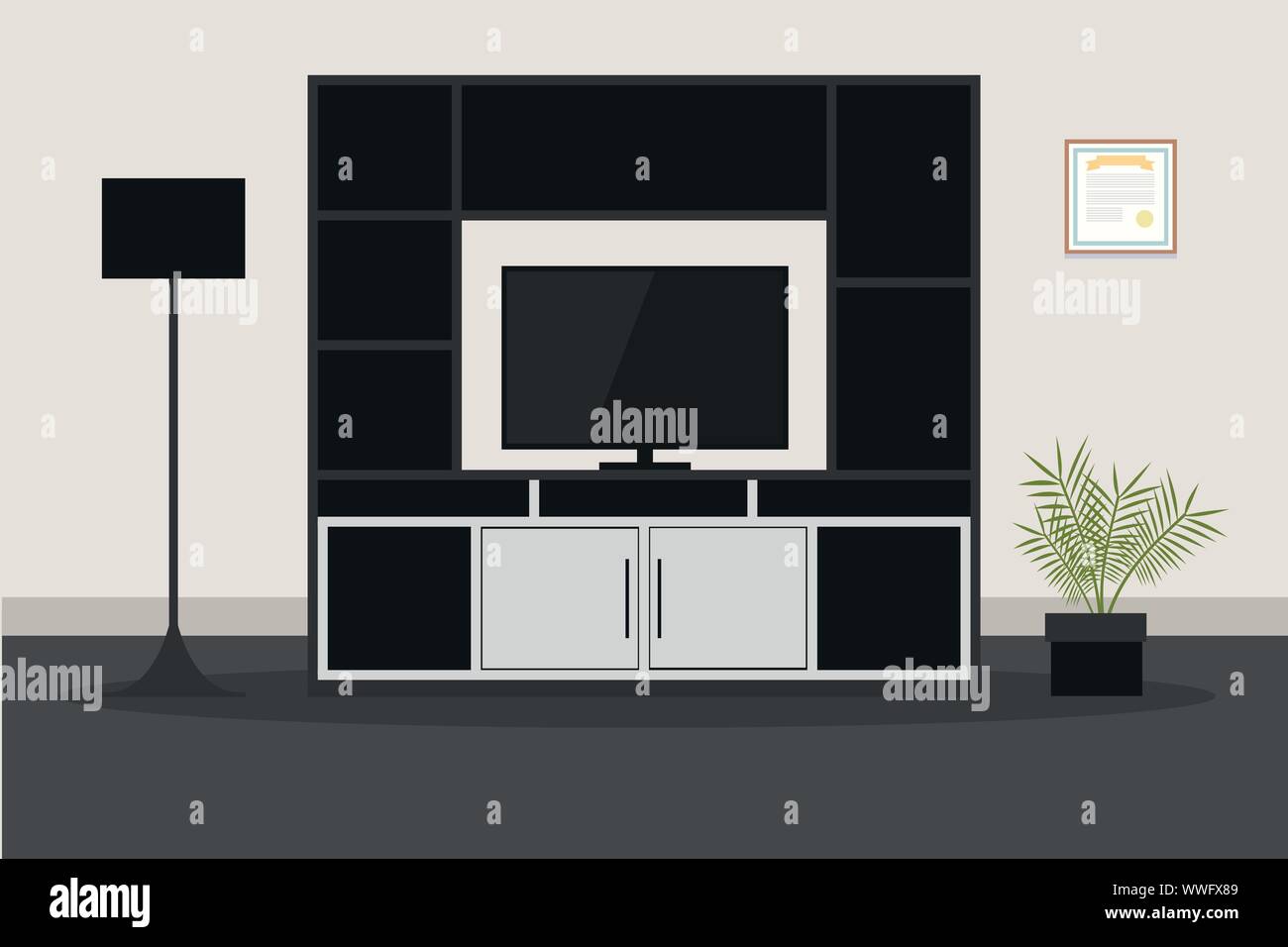 Design of modern furniture for living room TV Stock Vector Image & Art