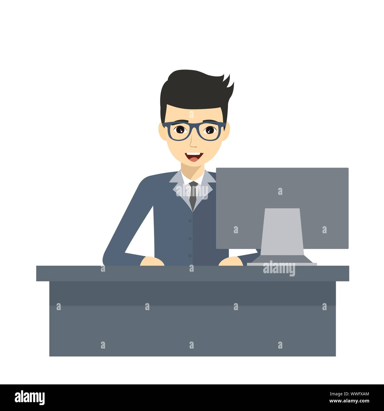 Executive professional person working on a computer Stock Vector