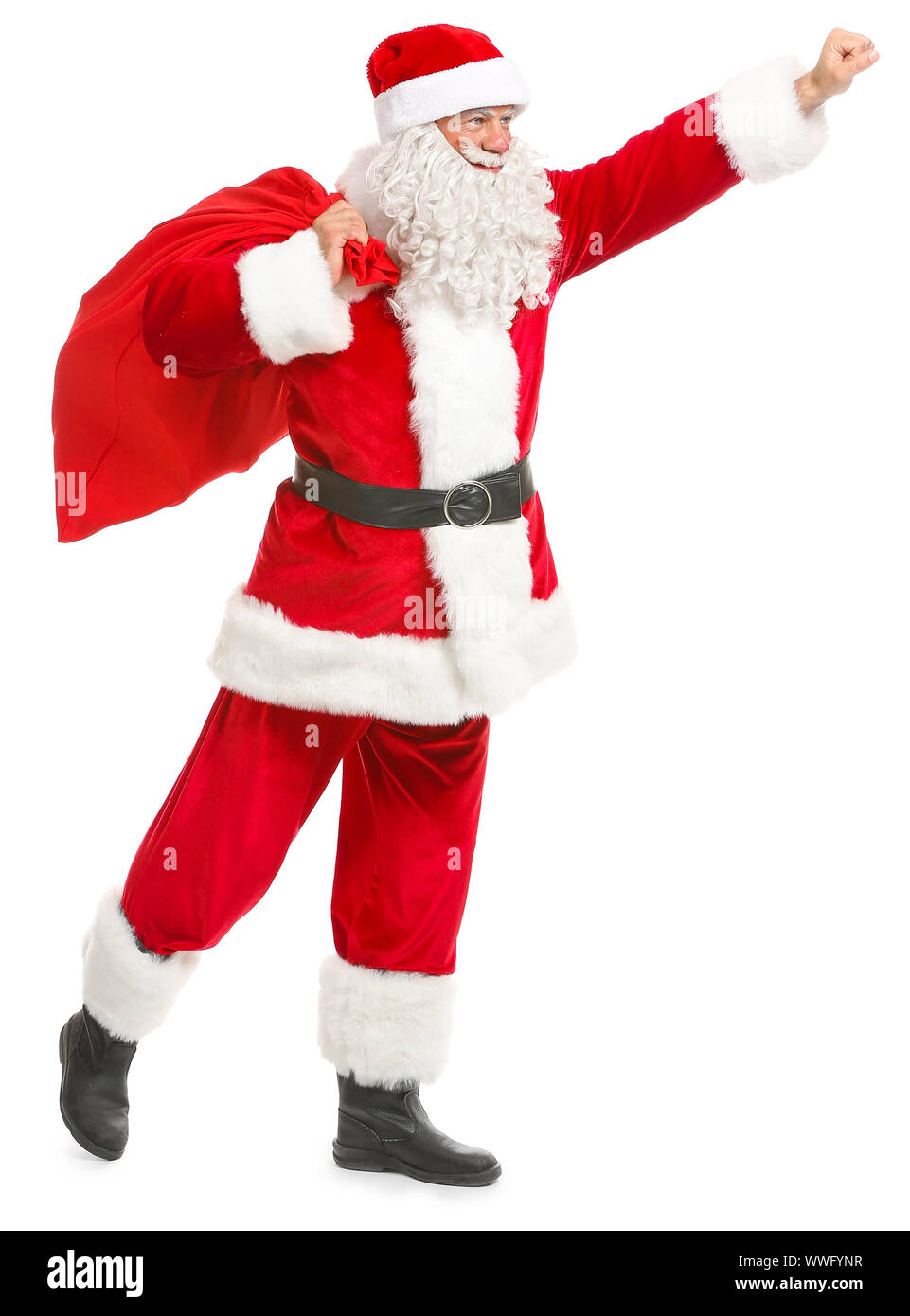 Portrait of Santa Claus on white background Stock Photo - Alamy